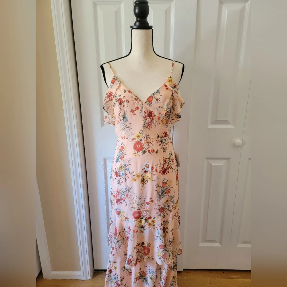 Lulu's Pink Floral Maxi Dress - Picture 4 of 7